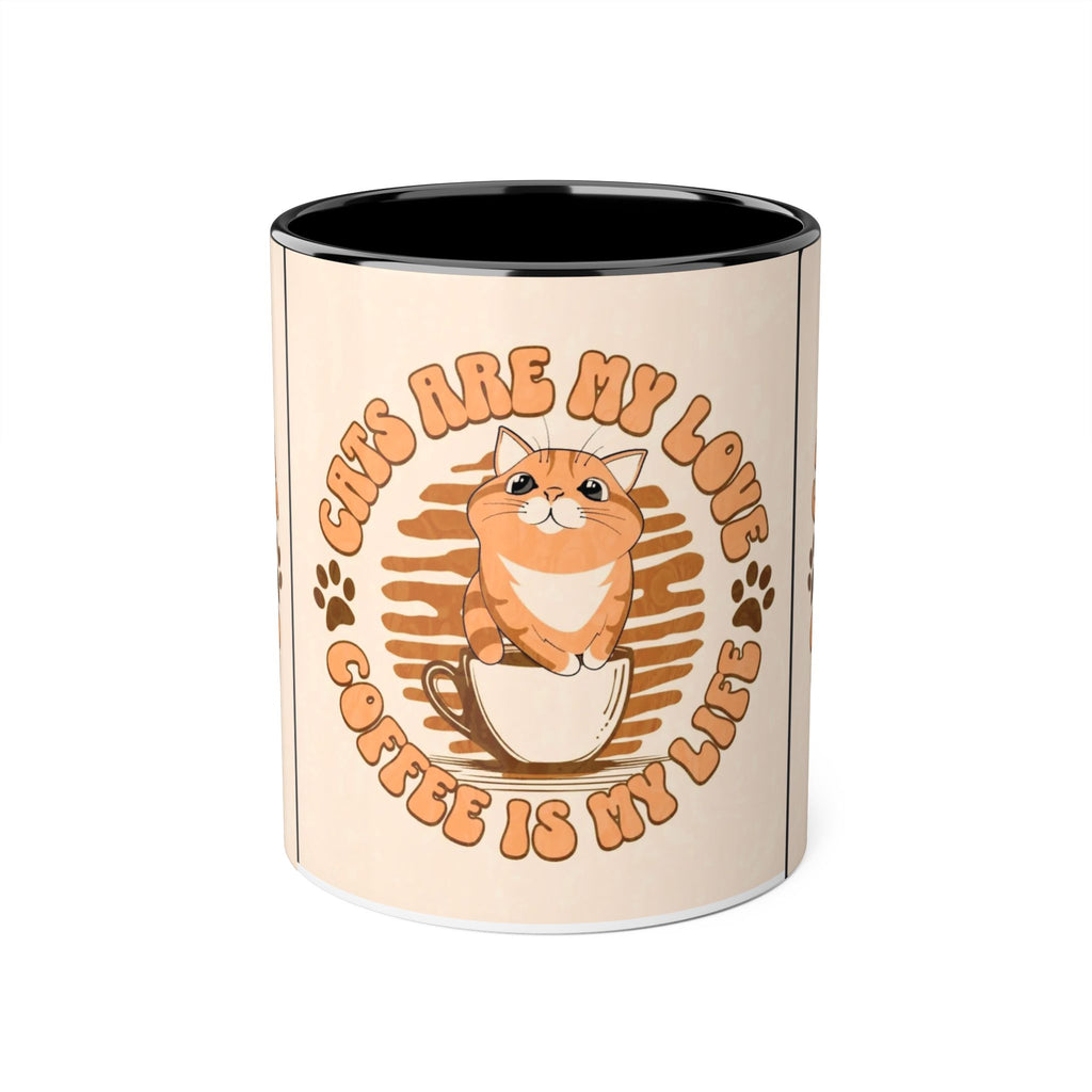 Cats Are My Love Coffee Is My Life Mug | Cat Coffee Mug, 11oz Accent