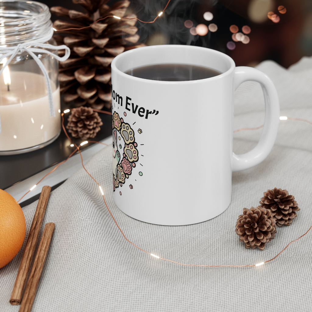 Cat Mom Mug | Cute Kitten Heart Pawprint Design