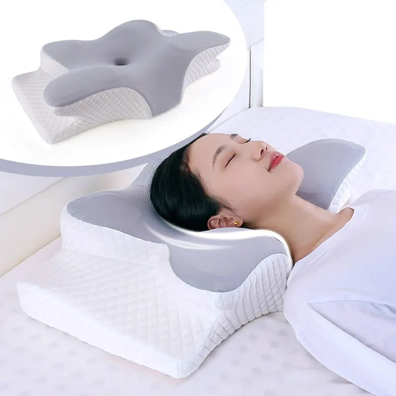 Butterfly Memory Foam Pillow Neck Support Grey-1