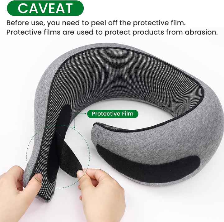 NNEDSZ Black Velcro Tape Memory Foam U-Shaped Neck Pillow – Snail Travel Cushion for Airplane, Office Nap, and Travel – Adjustable with Magnetic Therapy Cloth-4